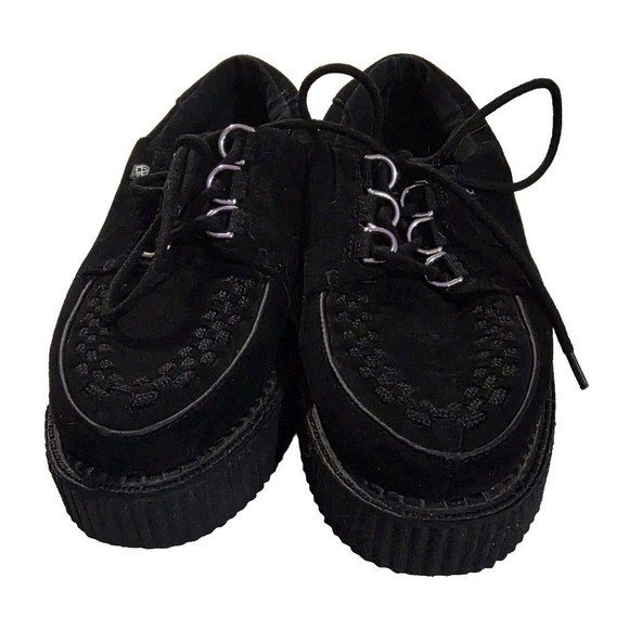 T.U.K. Shoes - T.U.K. Black Creepers Platform Shoes Womens Size 6 Goth Punk Alt Lace Up